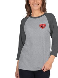 Naughty Raglan Sleeves T-Shirt For Women  - Darkgray/Grey