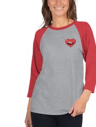Naughty Raglan Sleeves T-Shirt For Women  - Grey/Red