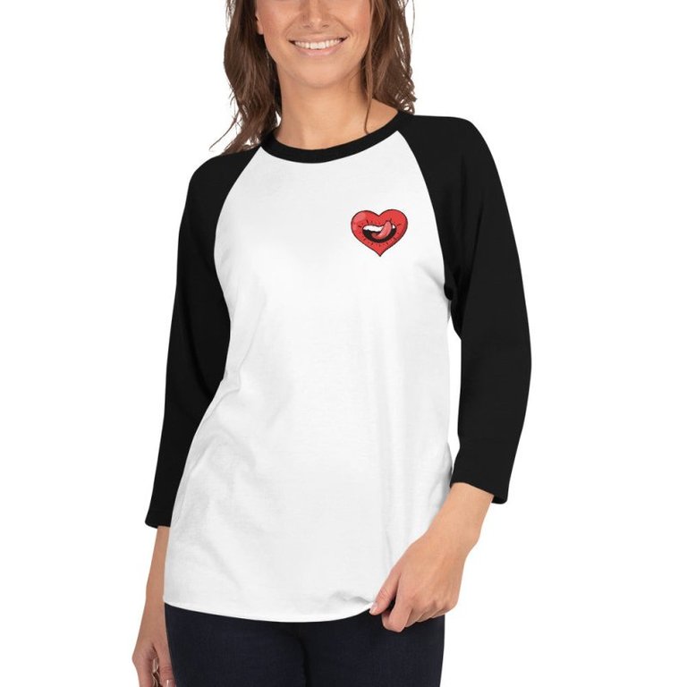 Naughty Raglan Sleeves T-Shirt For Women  - White/Black