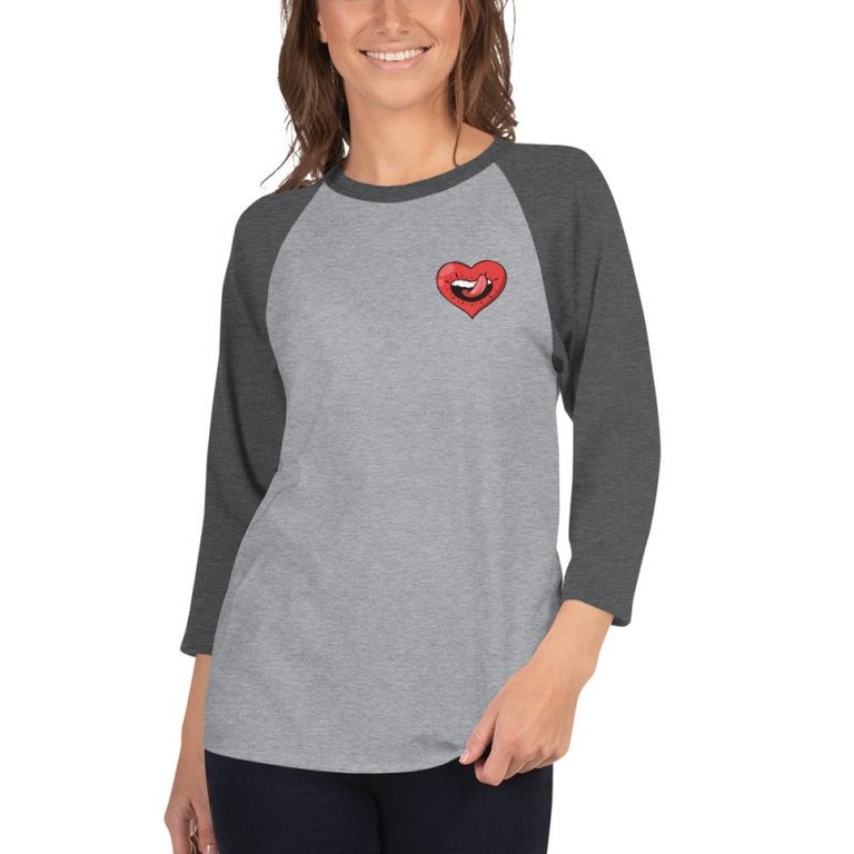 Naughty Raglan Sleeves T-Shirt For Women  - Darkgray/Grey