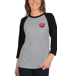 Naughty Raglan Sleeves T-Shirt For Women  - Darkgray/Black