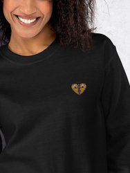 Unisex Round Neck Butterfly Heart Sweatshirt - Black