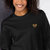 Unisex Round Neck Butterfly Heart Sweatshirt - Black