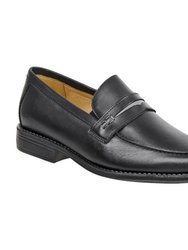 Basil Mocc Toe Double Gore Penny S.O. Loafer - Black