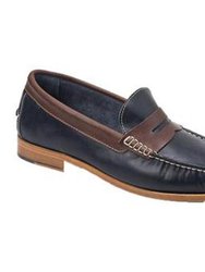 Braga Mocc Handsewn Penny Slip On - Navy