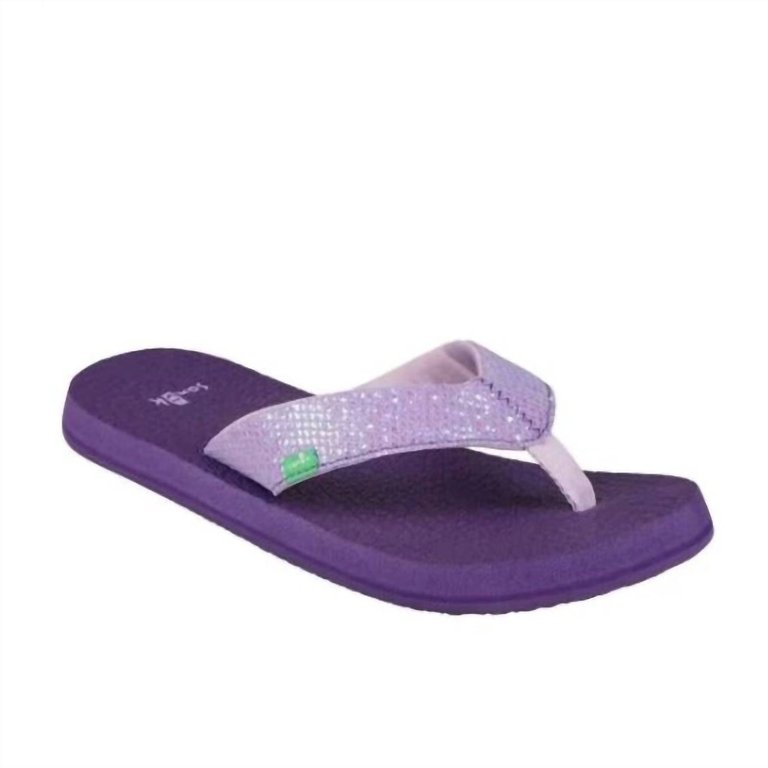 Kid's Yoga Glitter Flip Flop In Purple - Purple