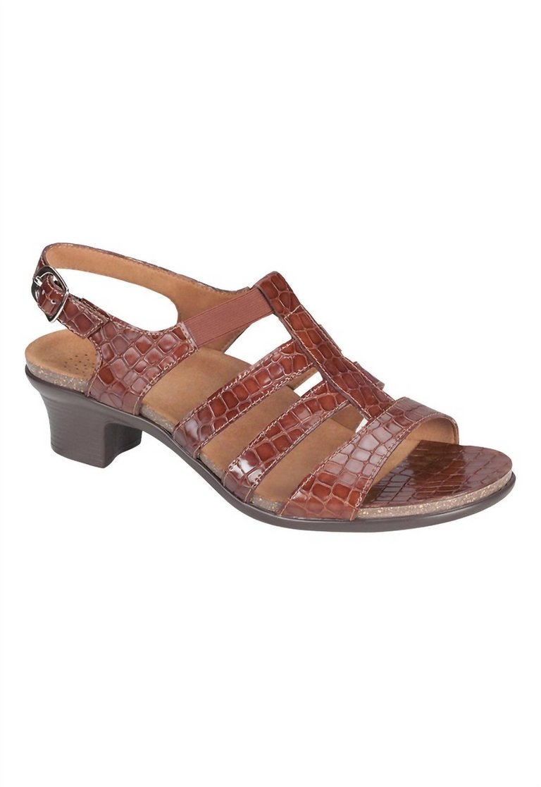 Allegro Heel Strap Sandal - Medium In Cognac Croc - Cognac Croc