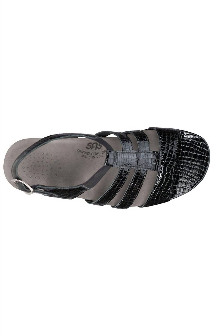 Allegro Heel Strap Sandal - Wide In Black Croc