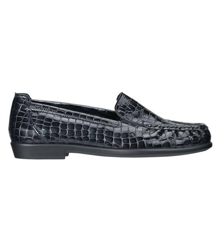 Women's Joy Loafer - Wide In Black Croc - Black Croc