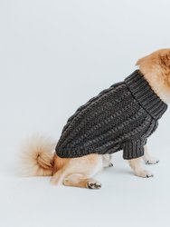 Dog Cable Knit Sweater - Black
