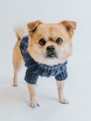 Dog Cable Knit Sweater - Blue