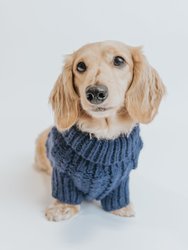 Dog Cable Knit Sweater - Blue