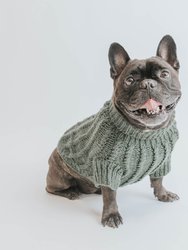 Dog Cable Knit Sweater - Green