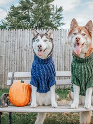 Dog Cable Knit Sweater - Green