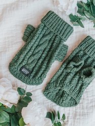 Dog Cable Knit Sweater - Green - Green