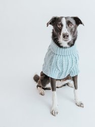 Dog Cable Knit Sweater - Light Blue