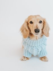 Dog Cable Knit Sweater - Light Blue