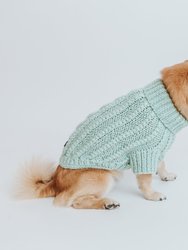 Dog Cable Knit Sweater - Mint