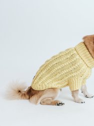 Dog Cable Knit Sweater - Yellow