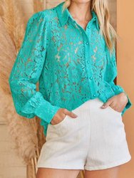 Andree By Unit Crochet Lace Button Down Shirt