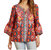 Aztec Print Embroidered Top In Red - Red