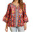 Aztec Print Embroidered Top In Red - Red