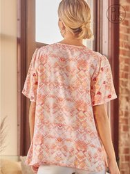 Floral Embroidered Short Sleeve Blouse