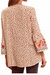 Leopard Print Bell Sleeve Embroidered Top In Cream
