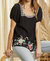 Young Contemporary Top In Black W/ Embroidery