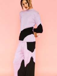 Colourblock Pullover Sweaters - Lavender/Black