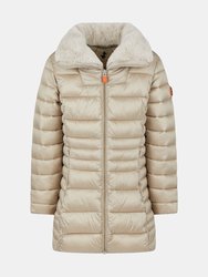 Girls' Mia Coat with Faux Fur Collar - Shell Beige