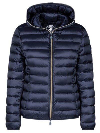 Save The Duck Women Alexis Blue Black Quilted Hooded Puffer Coat Jacket product