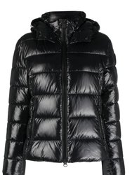 Women Cosmary Black Detachable Hooded Puffer Jacket