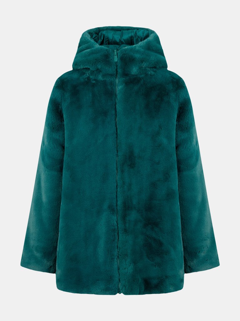 Women's Bridget Faux Fur Reversible Hooded Jacket - Evergreen