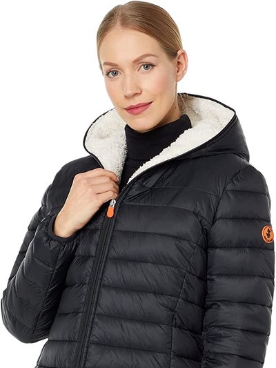 Save The Duck Women's Gwen Hooded Sherpa Black Coat Jacket product