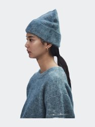 Brushed Mohair Beanie In Blue Cloud