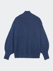 High V-Neck Sweater In Dark Azure