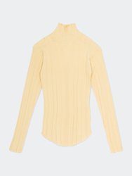 Random Rib Highneck In Cream Yellow