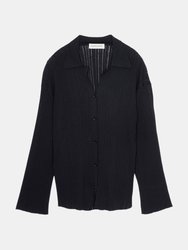 Random Ribbed Knit Shirt - Black