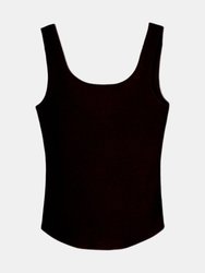 Square Neck Knit Tanktop in Black - Black