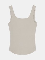 Square Neck Knit Tanktop in Sand - Sand