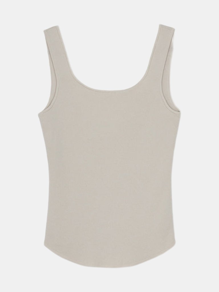 Square Neck Knit Tanktop in Sand - Sand