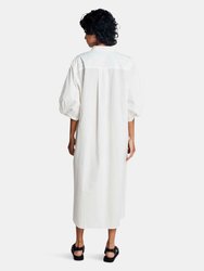 Twisted Sleeve Shirt Dress in Off White