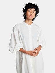 Twisted Sleeve Shirt Dress in Off White