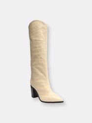 Analeah Crocodile-Embossed Leather Boot