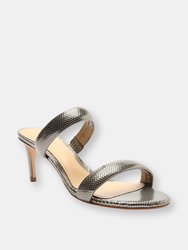 Aneli Embossed Metallic Leather Sandal - Steel