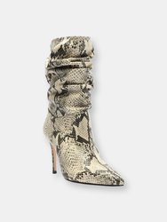 Ashlee Snake-Embossed Leather Bootie