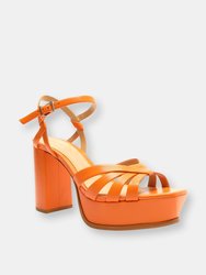 Caty Lo Leather Platform Sandal - Bright Tangerine