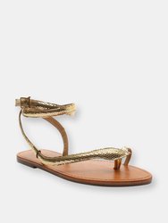 Courtney Embossed Metallic Leather Sandal - Gold