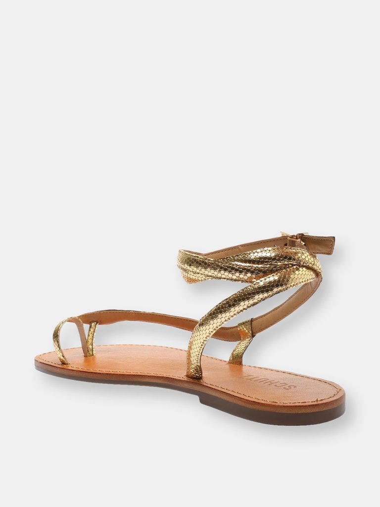 Courtney Embossed Metallic Leather Sandal